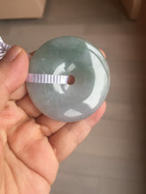 Load image into Gallery viewer, 50.2mm 100% Natural oily light green/purple/gray jadeite Jade Safety Guardian Button(donut) Pendant/worry stone F144