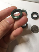 Load image into Gallery viewer, 100% natural type A dark green/sunny green/black jadeite jade band ring PB222