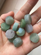Load image into Gallery viewer, 100% Natural type A icy watery light green/purple/gary Jadeite Jade round cake pendant group F151