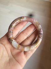 Load image into Gallery viewer, 52.3mm 100% natural pink/golden round cut rose stone (Rhodonite)bangle XY78