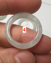 Load image into Gallery viewer, 100% natural type A icy watery light green/white jadeite jade band ring group R116