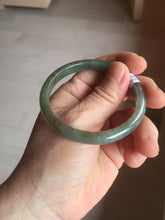 Load image into Gallery viewer, 52mm Certified type A 100% Natural oily dark green gray black slim Jadeite bangle PC214-6220