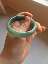Load image into Gallery viewer, 50mm Certified Type A 100% Natural Oily Dark Green Gray Black with Flying Snow Oval Jadeite Jade Bangle PC204-7683