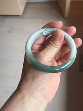 Load image into Gallery viewer, 55.5mm certified 100% natural Type A oily dark green gray black(老油青) half mountain half water (半山半水) oval jadeite jade bangle BS179-0065