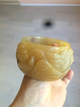 Load image into Gallery viewer, 54mm certified 100% natural yellow orange purple Quartzite (Shetaicui jade) carved people and landscape Zen bangle XY59-0001