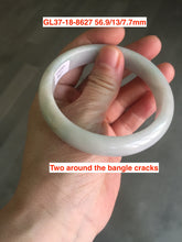 Load image into Gallery viewer, Sale! Type A 100% Natural light green/white chubby Jadeite Jade bangle with defects group GL37