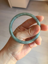 Load image into Gallery viewer, 56.6mm Type A 100% Natural Light Green/Gray/Black/Brown “Reed Flowers & Snow” Guatemala Slim Round Cut Jadeite Bangle PJ130-1426