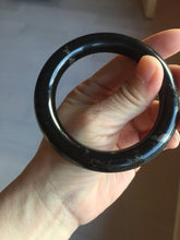 Load image into Gallery viewer, 56mm certified 100% Natural black meteorite chubby round cut nephrite bangle HN36-3600