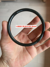 Load image into Gallery viewer, 54-64mm certified 100% Natural dark green black (青玉) slim round cut nephrite group Jade bangle HT106