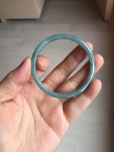 Load image into Gallery viewer, 51.5mm Certified Type A 100% Natural Light Blue Green Gray Ru Kiln Sky Celadon Blue (汝窑天青蓝) Guatemala Jadeite Jade Slim Round Bangle PJ104-7377