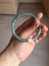 Load image into Gallery viewer, 55.3mm Certified Type A 100% Natural deep sea dark green/blue/gray/black slim round cut Guatemala Jadeite bangle AU73-3812