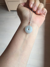 Load image into Gallery viewer, 16.2-18.8mm Type A 100% Natural icy watery light green white Jadeite Jade Safety Guardian Button donuts couple pendant PC132