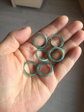 Load image into Gallery viewer, 14.1mm size 3 100% natural type A icy watery green/blue Guatemala jadeite jade band ring group BL143