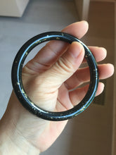 Load image into Gallery viewer, 61mm 100% Natural Dark Green Black Meteorite A Sky Full of Stars (繁星满天) Round Cut Nephrite Bangle HN224-0568