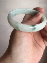 Load image into Gallery viewer, 55.5mm Certified type A 100% Natural light green with green flying flowers Jadeite bangle D131-4024