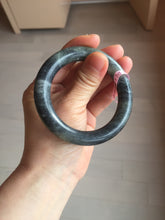 Load image into Gallery viewer, 53.4mm Certified 100% Natural black/gray sesame paste 芝麻糊 青花round cut nephrite Jade bangle HE102-5546