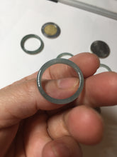 Load image into Gallery viewer, 18.8mm size 8 3/4 100% natural type A icy watery green/blue slim style Guatemala jadeite jade band ring group BP73