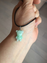 Load image into Gallery viewer, Type A 100% Natural icy watery light green sunny geen purple white clear jadeite jade cute baby bear pendant PH114 Add on item