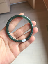 Load image into Gallery viewer, 54.1mm Certified Type A 100% Natural dark green/blue/gray with Guatemala slim round cut Jadeite bangle PJ99-2457