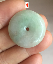 Load image into Gallery viewer, 23.5-27.7mm 100% Natural apple green/white jadeite Jade Safety Guardian Button(donut) Pendant group BK112
