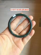 Load image into Gallery viewer, 51-61mm Certified type A 100% Natural dark green/blue/gray slim round cut Guatemala Jadeite bangle no crack group GL52