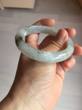 Load image into Gallery viewer, 56.5mm 100% natural type A icy watery light green/brown/black seaweed jadeite jade bangle Q139-5250