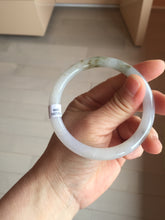 Load image into Gallery viewer, 58mm certified Type A 100% Natural light purple white brown with brown floating flowers round cut Jadeite Jade bangle PC156-4096