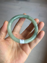 Load image into Gallery viewer, 55.4mm Certified type A 100% Natural light green gray round cut Jadeite bangle PD36-9589
