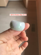 Load image into Gallery viewer, 100% natural type A light purple/green/white broad jadeite jade band ring thumb ring Pb42