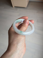 Load image into Gallery viewer, 47mm certified 100% natural Type A icy watery sunny green white oval jadeite jade bangle BP47-9362