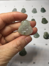 Load image into Gallery viewer, 100% Natural type A icy watery oily dark green(油青) happy Buddha jadeite pendant BS126