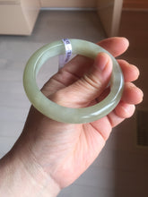 Load image into Gallery viewer, 54.2mm certified 100% Natural icy watery light beige pale pink gray white nephrite bangle HN122-1076