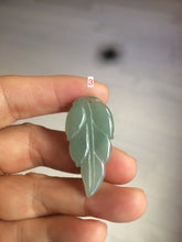 Load image into Gallery viewer, 100% natural type A icy watery light green/dark green jadeite jade leaf pendant group AZ100