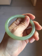 Load image into Gallery viewer, 56.2mm Certified 100% Natural icy watery light green/yellow round cut nephrite jade bangle HN32-3597