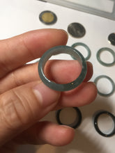 Load image into Gallery viewer, 18.1mm size 8 100% natural type A icy watery green/blue slim style Guatemala jadeite jade band ring group BP75