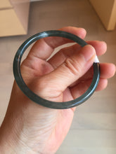 Load image into Gallery viewer, 58.5mm Certified Type A 100% Natural icy watery light green/blue/gray Guatemala slim round cut Jadeite bangle BG94-2498