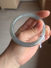 Load image into Gallery viewer, 52.8mm certified 100% Natural icy watery light gray black smoky purple(烟紫) nephrite bangle HN119-0101