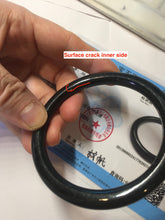 Load image into Gallery viewer, 58.6mm Certified type A 100% Natural dark green black MoCui(墨翠) round cut Jadeite bangle PC150-0687