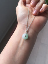 Load image into Gallery viewer, 10-12.8mm Type A 100% Natural light green sunny green white Jadeite Safety Guardian Button donuts pendant PH62 Add on item