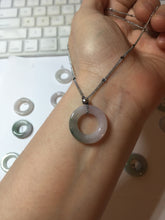 Load image into Gallery viewer, 17.9-21mm Type A 100% Natural light green purple green white Jadeite Safety Guardian Button donuts pendant PF25