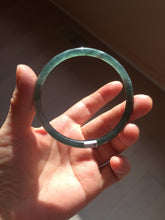 Load image into Gallery viewer, 58.5mm Certified Type A 100% Natural icy watery light green/blue/gray Guatemala slim round cut Jadeite bangle BG94-2498
