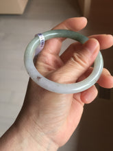 Load image into Gallery viewer, 56mm certified Type A 100% Natural white light green purple with brown red flying dandelions slim round cut Jadeite Jade bangle PE121-3711