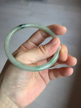 Load image into Gallery viewer, 56mm Certified Type A 100% Natural sunny green/black/gray with dark green floating flowers slim round cut Jadeite bangle PD78-5771