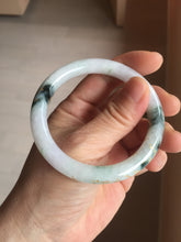Load image into Gallery viewer, 53.5mm certified 100% natural Type A sunny green white purple carved and golden-painted round cut jadeite jade bangle PJ62