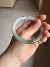 Load image into Gallery viewer, 56mm certified Type A 100% Natural white light green purple with brown red flying dandelions slim round cut Jadeite Jade bangle PE121-3711