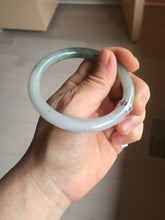 Load image into Gallery viewer, 56mm certified Type A 100% Natural white light green purple with brown red flying dandelions slim round cut Jadeite Jade bangle PE121-3711