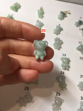 Load image into Gallery viewer, Type A 100% Natural icy watery light green sunny geen purple white clear jadeite jade cute baby bear pendant PH114 Add on item