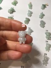 Load image into Gallery viewer, Type A 100% Natural icy watery light green sunny geen purple white clear jadeite jade cute baby bear pendant PH114 Add on item