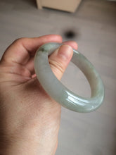 Load image into Gallery viewer, 53.5mm certified 100% natural Type A icy watery green/gray jadeite jade bangle AF86-0223