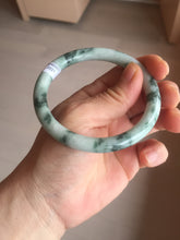 Load image into Gallery viewer, 57.9mm certified Type A 100% Natural light green with floating green flowers round cut Jadeite Jade bangle AU12-3021
